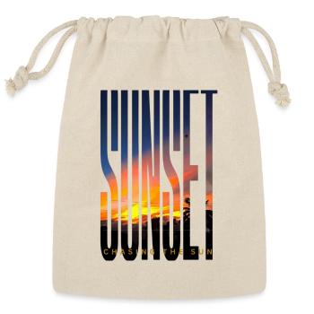 Chasing The Sun Tropical Sunset Typography - Reusable Gift Bag - Natural - Front