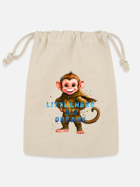Little Hero Big Dreams Monkey - Reusable Gift Bag - Natural