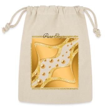 Pure Elegance Golden Abstract Art - Reusable Gift Bag - Natural - Front