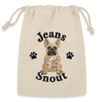 Fawn French Bulldog Denim Patch Art - Reusable Gift Bag - Natural - Front