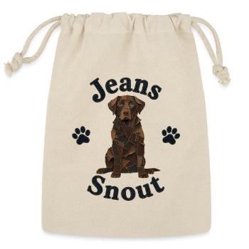 Brown Labrador Retriever Denim Patch Art - Reusable Gift Bag - Natural - Front