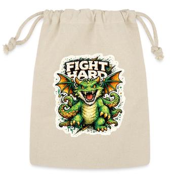 Fight Hard Never Quit Dragon Statement Design - Reusable Gift Bag - Natural - Front