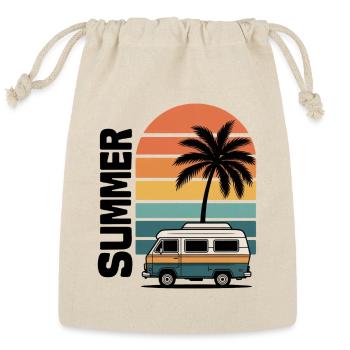 Vintage Beach Van Adventure - Retro Vertical Typog - Reusable Gift Bag - Natural - Front