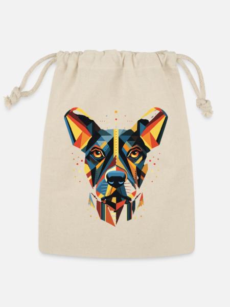 Dog with geometric design - Reusable Gift Bag - Natural