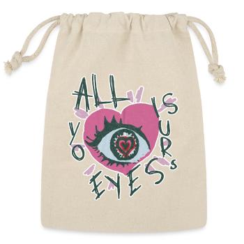 Heart Eye Motif with Neon Pink Accent - Reusable Gift Bag - Natural - Front