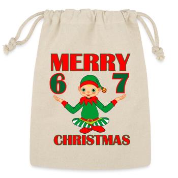 Elf 6-7 Vibes – CHRISTMAS (Inspired by the 6-7 Tre - Reusable Gift Bag - Natural - Front