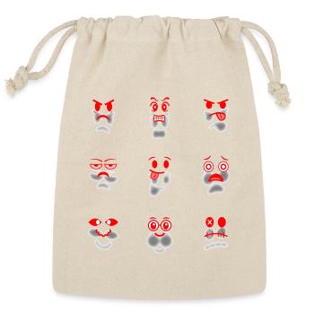 Funny Cartoon Faces – Nine Expressions Faces Style - Reusable Gift Bag - Natural - Front