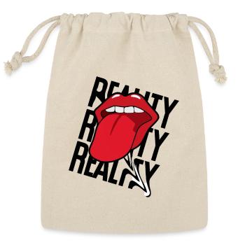 Red Tongue Lip Pop Art - Reusable Gift Bag - Natural - Front