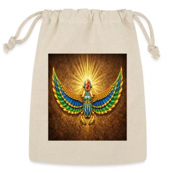 Winged Scarab Egyptian Sacred Art - Reusable Gift Bag - Natural - Front