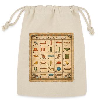 Egyptian Hieroglyphics Alphabet Papyrus Art - Reusable Gift Bag - Natural - Front