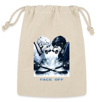 Face Off – Ice Hockey Wolf Rivalry - Reusable Gift Bag - Natural - Front