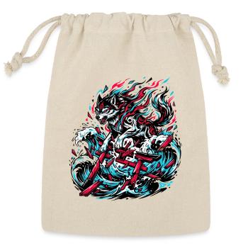 Japanese Wolf Spirit Streetwear - Reusable Gift Bag - Natural - Front