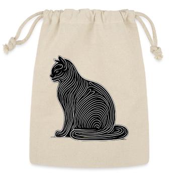 Elegant Line Art Cat Illustration - Reusable Gift Bag - Natural - Front