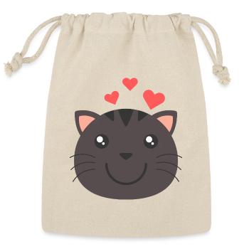 Heartfelt Cat Face - Reusable Gift Bag - Natural - Front