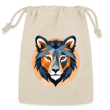Geometric Stylized Lion Face - Reusable Gift Bag - Natural - Front