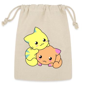 Yellow and Orange Cats Relaxing - Reusable Gift Bag - Natural - Front