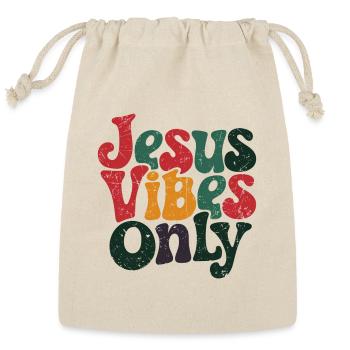 Festive Jesus Vibes Only Design - Reusable Gift Bag - Natural - Front