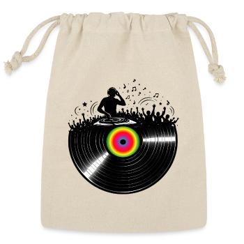 DJ Vinyl Party Music Club Design - Reusable Gift Bag - Natural - Front