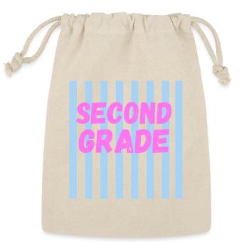Second Grade Stripes Pop - Reusable Gift Bag - Natural - Front