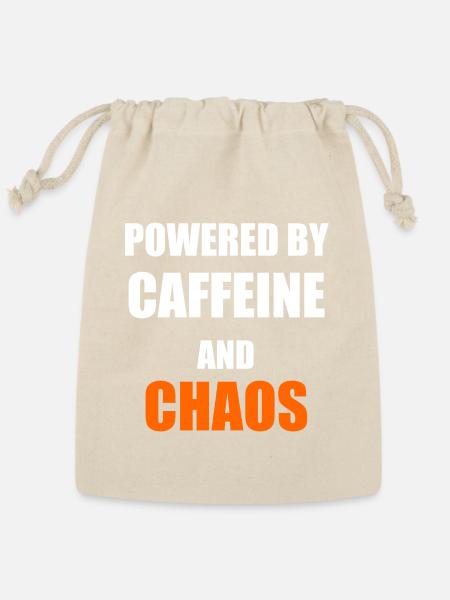 Powered By Caffeine and Chaos Funny Mom Dad - Reusable Gift Bag - Natural