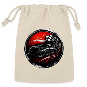 Turbo Car Racing Emblem Circle - Reusable Gift Bag - Natural - Front