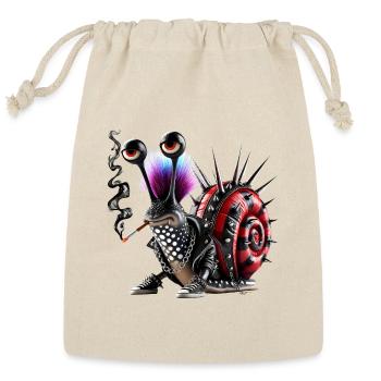 Smoking Punk Snail – Edgy Rocker Creature - Reusable Gift Bag - Natural - Front