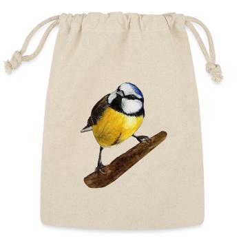 Blue tit titmouse hand painted watercolor. - Reusable Gift Bag - Natural - Front