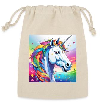 Unicorn Face in a Rainbow Spectrum - Reusable Gift Bag - Natural - Front