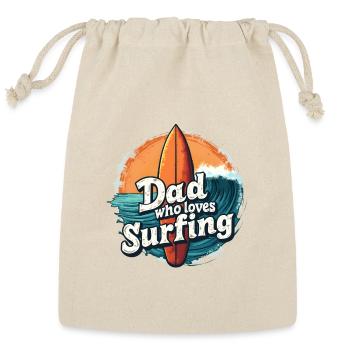 Dad Who Loves Surfing - Reusable Gift Bag - Natural - Front