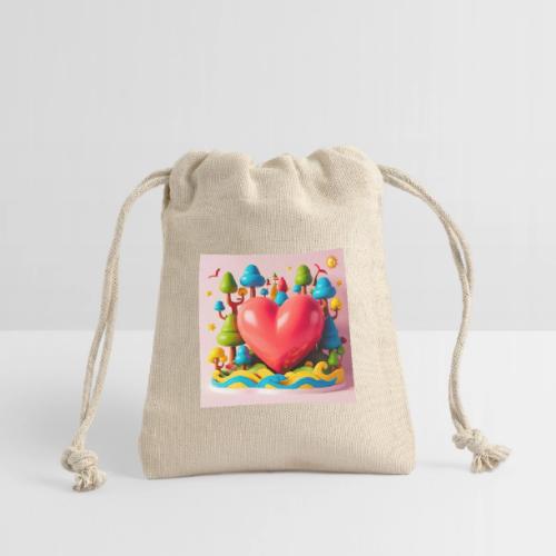 Big red heart, surrounded by landscape, nature - Reusable Gift Bag