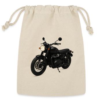 Sleek Black Cruiser Motorcycle Illustration - Reusable Gift Bag - Natural - Front