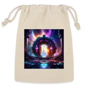 Future Portal Space Gateway with Cosmic Sky  - Reusable Gift Bag - Natural - Front