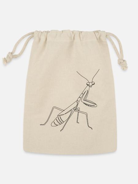 Praying Mantis Line Drawing - Reusable Gift Bag - Natural