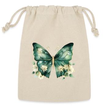 Emerald green butterfly  - Reusable Gift Bag - Natural - Front