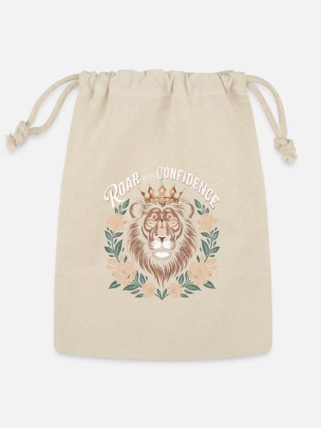 Roar with Confidence Crowned Lion - Reusable Gift Bag - Natural