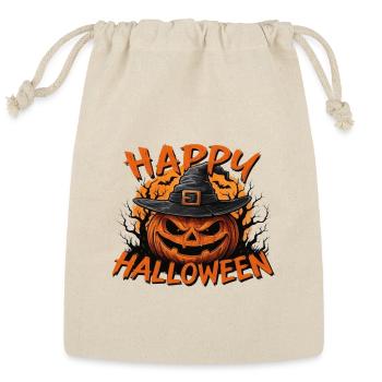 Wicked Pumpkin Witch Halloween Design  - Reusable Gift Bag - Natural - Front