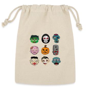 Spooky Halloween Monster Faces - Reusable Gift Bag - Natural - Front