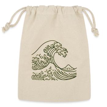 Golden Wave Line Art - Reusable Gift Bag - Natural - Front