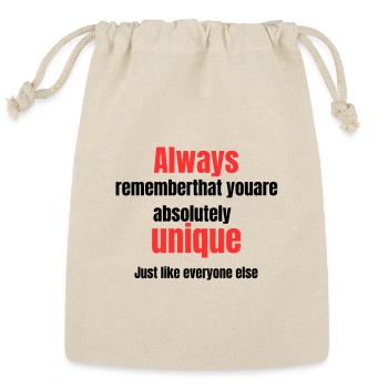 Always Unique Bold Text Tee - Reusable Gift Bag - Natural - Front