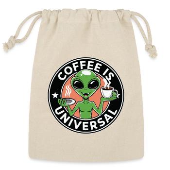 Coffee Is Universal Alien Badge - Reusable Gift Bag - Natural - Front