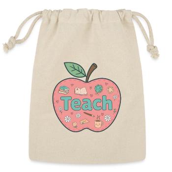 Teach Apple Scholastic Charm - Reusable Gift Bag - Natural - Front