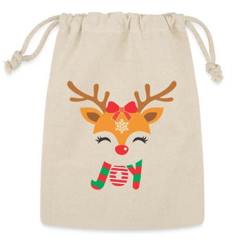 Reindeer Bow Snowflake Joy - Reusable Gift Bag - Natural - Front