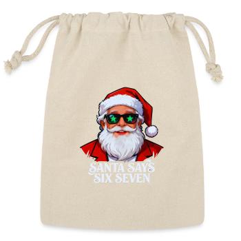 Funny Santa 6 7 Meme Christmas - Reusable Gift Bag - Natural - Front