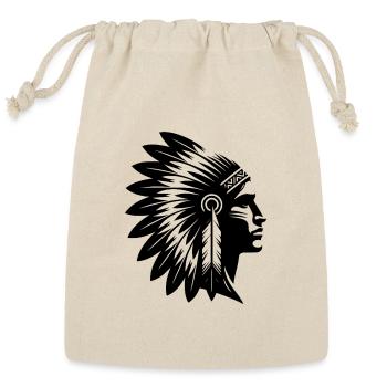 Proud Warrior Face With Magnificent Headdress - Reusable Gift Bag - Natural - Front
