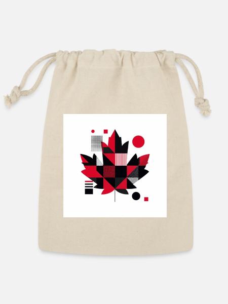 Geometric Red Black Maple Mosaic - Reusable Gift Bag - Natural