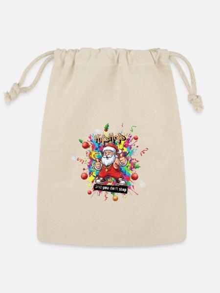 Santa HipHop Splash - Reusable Gift Bag - Natural