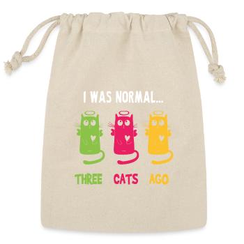 I Was Normal Three Cats Ago - Witty T-shirt - Reusable Gift Bag - Natural - Front