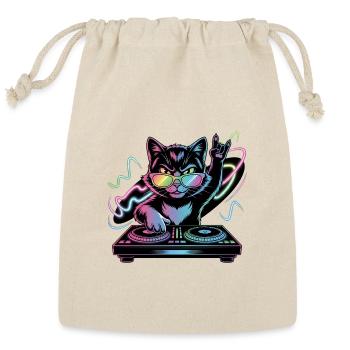 Neon Kitty DJ - Reusable Gift Bag - Natural - Front