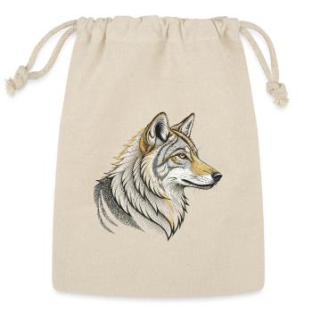 Golden Wolf Line Art - Reusable Gift Bag - Natural - Front
