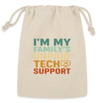 Unpaid Tech Support Family - Reusable Gift Bag - Natural - Front